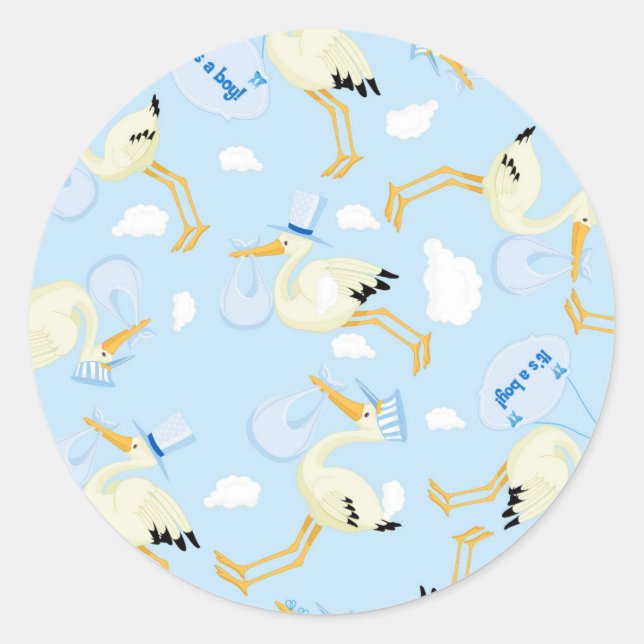 It's a boy Baby Sticker with Storks (Front)
