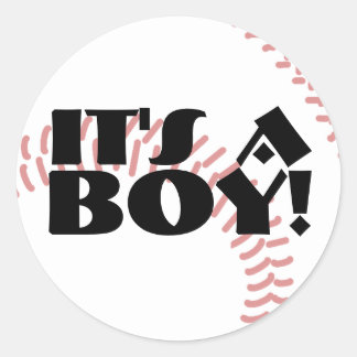 It's a Boy Baseball Birth Announcement Classic Round Sticker