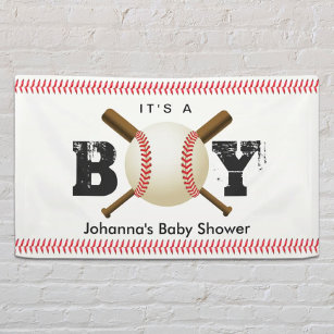 It's a Boy Baseball Stitching Sports Baby Shower Banner