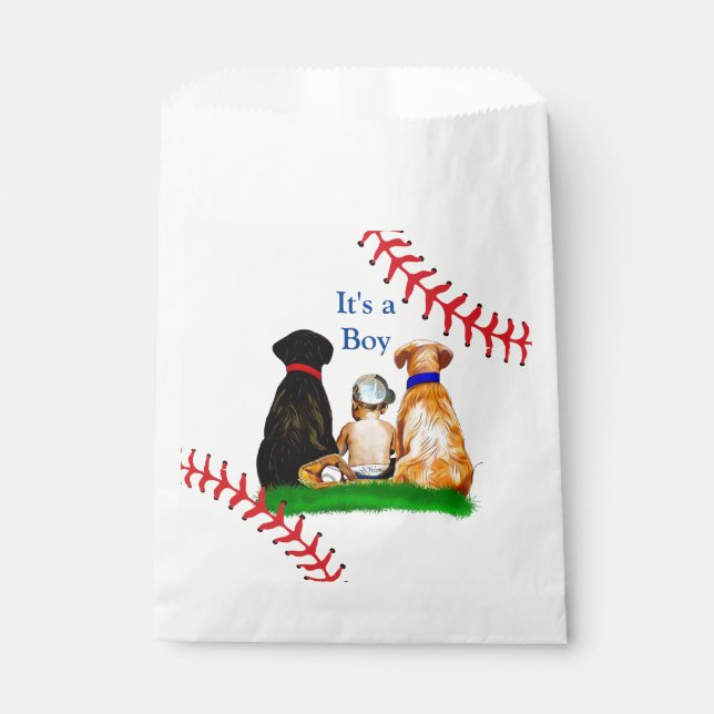 It's a Boy, | Baseball Themed Baby Shower Favour Bags (Front)