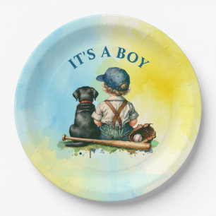 It's a Boy Baseball Themed Baby Shower Paper Plate