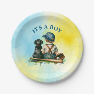 It's a Boy | Baseball Themed Baby Shower Paper Plate