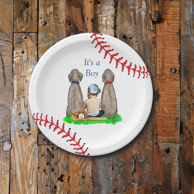 It's a Boy, Baseball Themed Boy's Baby Shower Paper Plate (Creator Uploaded)