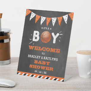 It's A Boy! Basketball Themed Baby Shower Welcome Pedestal Sign