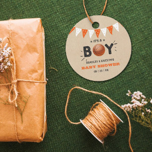 It's A Boy! Basketball Themed Co-ed Baby Shower Favour Tags