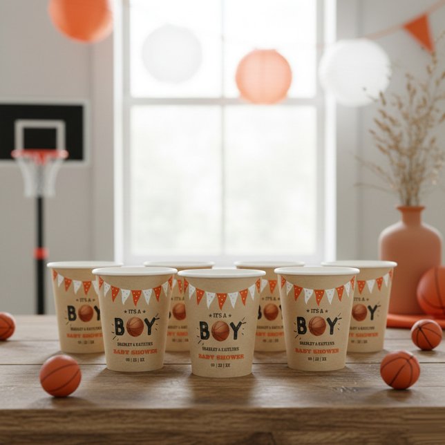 It's A Boy! Basketball Themed Co-ed Baby Shower Paper Cups (Creator Uploaded)