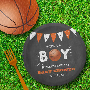 It's A Boy! Basketball Themed Co-ed Baby Shower Paper Plate