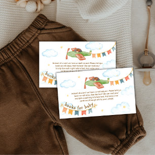 It's A Boy Bear Airplane Books For Baby Shower Enclosure Card