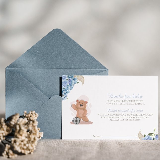 It's a boy bear  Books for baby blue baby shower Invitation (Creator Uploaded)