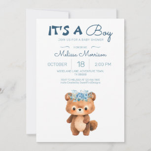 It's a boy Bear Boy Baby Shower Invitation