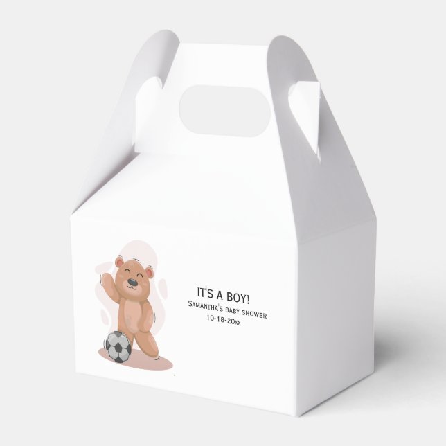 It's a boy bear cute blue baby shower  favour box (Front Side)