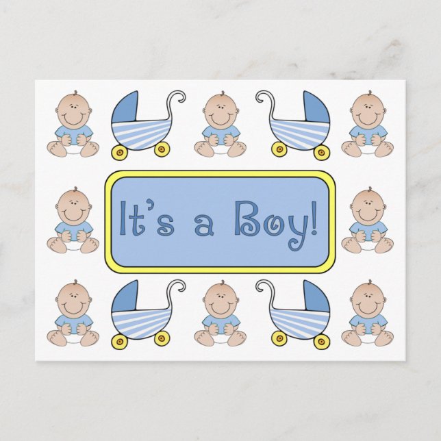 "It's a Boy!" Birth Announcement (Front)