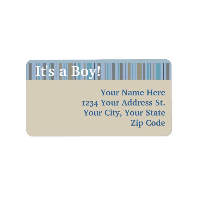 It's a Boy, Birth Announcement or Baby Shower Label (Front)