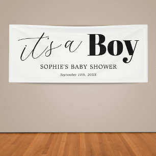 It's a Boy Black White Baby Shower Banner