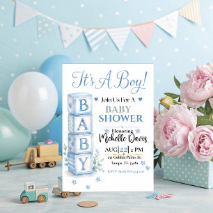 It's A Boy Blocks Baby Shower Invitation
