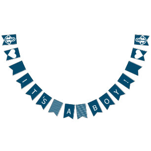 Its A Boy Blue and White Nautical Bunting