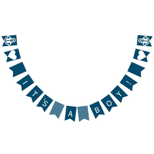 Its A Boy Blue and White Nautical Bunting (All)