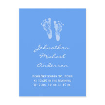 Its a Boy Blue Baby Footprints Birth Announcement