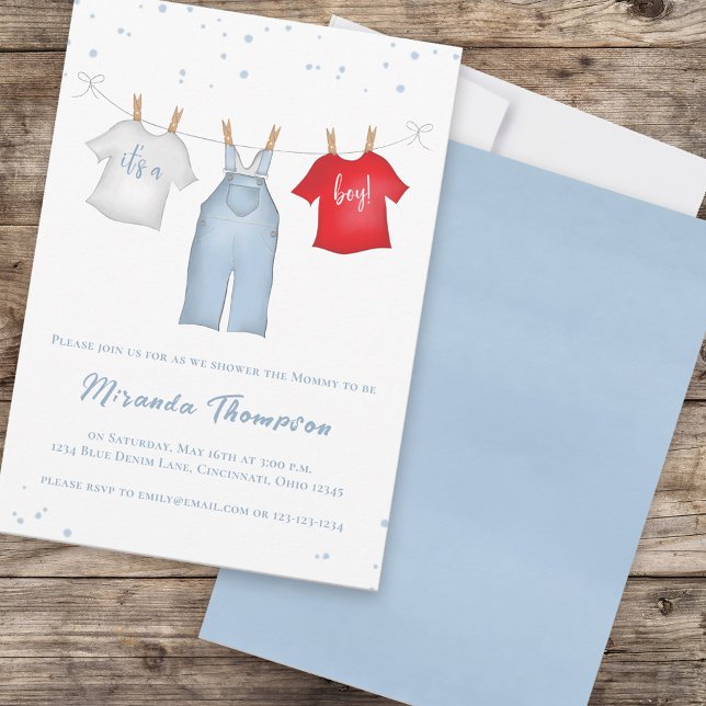 Its A Boy Blue Baby Shower Clothesline Template (Creator Uploaded)