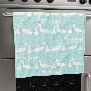It's a Boy Blue Baby Shower Stork Kitchen Towel