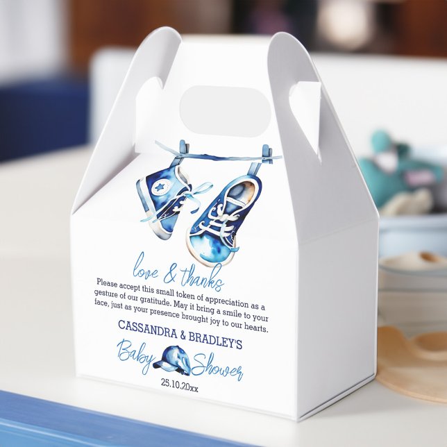 It's a boy blue baby sports shoe cap baby shower favour box (It's a boy blue baby sports shoe cap baby shower favor box)