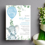 It's a boy blue balloon cute elephant baby shower invitation<br><div class="desc">For more advanced customisation of this design,  simply select the "Customise It" button above!</div>