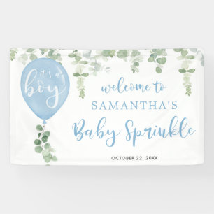 It's a boy blue balloon eucalyptus baby sprinkle banner