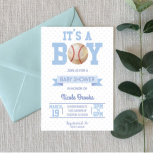 It's A Boy! Blue Baseball Baby Shower Invitation
