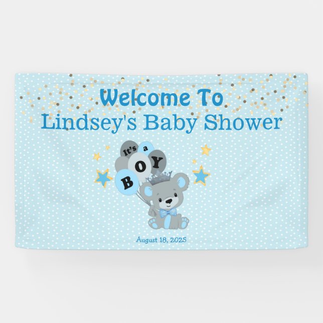It's a Boy Blue Bear King Banner (Horizontal)
