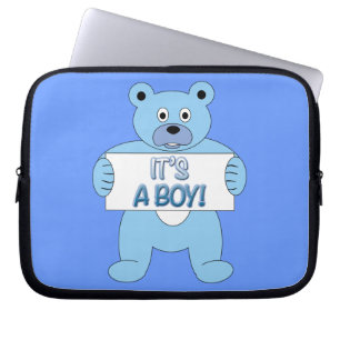 It's A Boy Blue Bear Laptop Sleeve