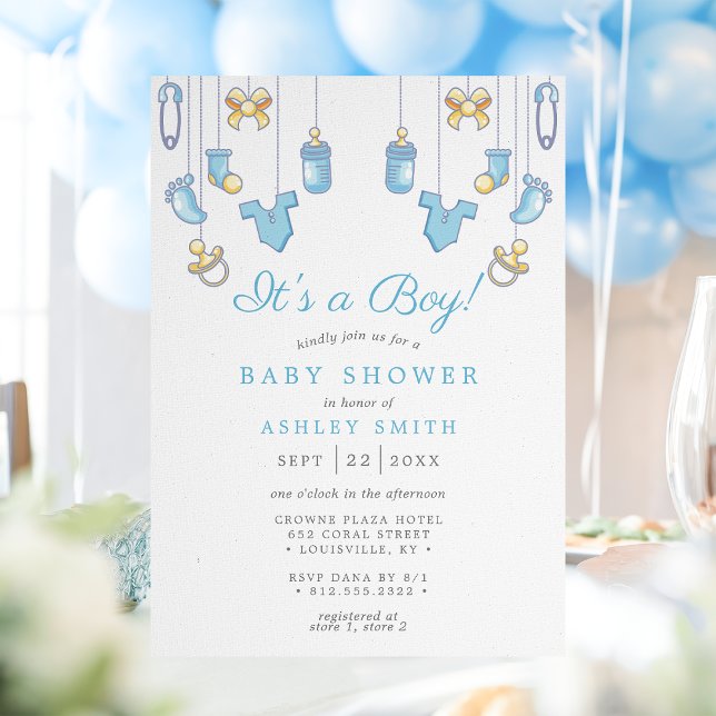 It's A Boy Blue Boy Baby Shower Invitation (Creator Uploaded)