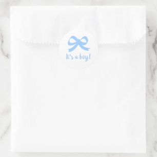 It's a boy blue cute bow knot baby shower stickers