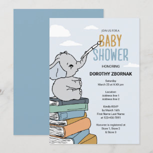 It's a Boy! Blue Elephant Baby Shower Invites