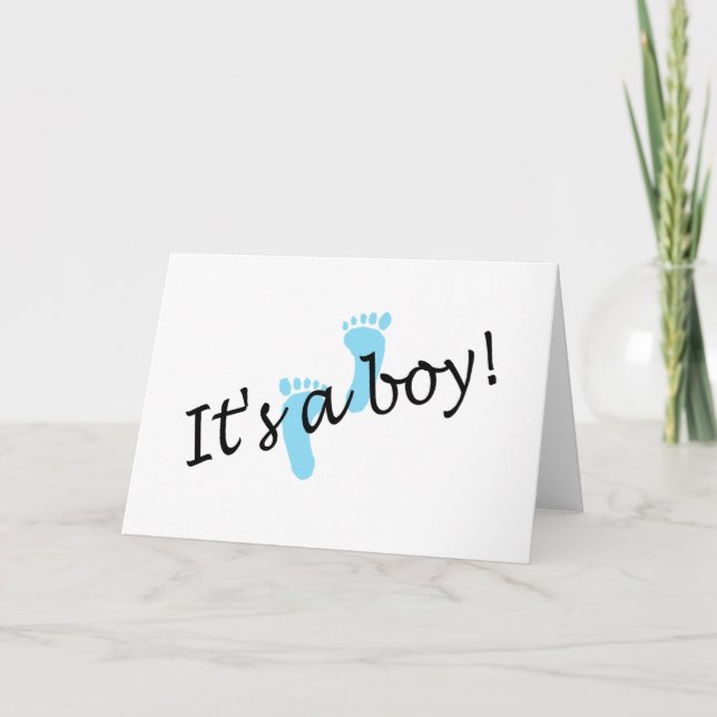 It's A Boy (Blue Feet) Announcement (Front)