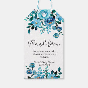 It's a Boy Blue Floral Watercolor Baby Shower Gift Tags