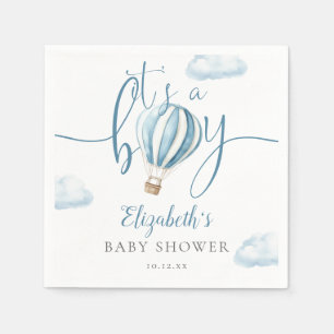 Its A Boy Blue Hot Air Balloon Baby Shower Napkin