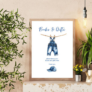 It's a boy blue jeans baby shower gifts table sign
