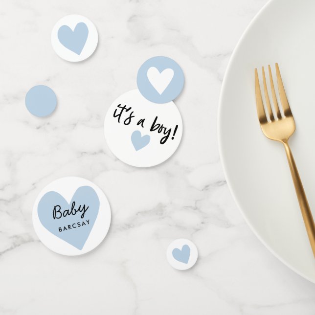its a boy Blue Modern Heart Baby Shower Confetti (Group)