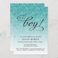 It's a Boy Blue Ombre Glitter Baby Shower