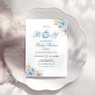 It's a Boy Blue Pumpkin Baby Shower Invitation