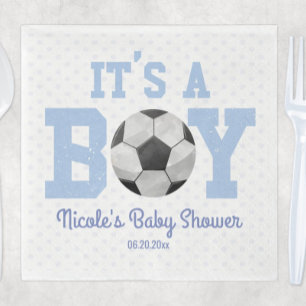 It's A Boy! Blue Soccer Ball Baby Shower Napkin