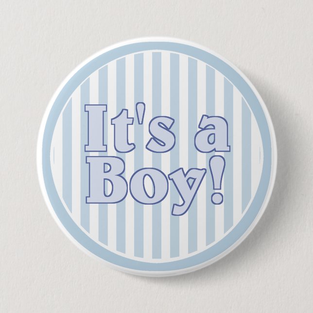 It's a Boy Blue Stripe Announcement 7.5 Cm Round Badge (Front)