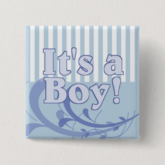 It's a Boy Blue Striped Birth Announcement 15 Cm Square Badge
