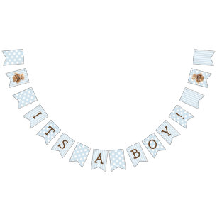 It's a Boy Blue Teddy Bear Baby Shower Bunting