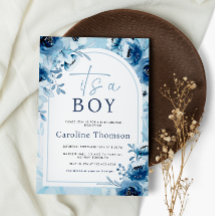  Its a Boy Blue Watercolor Baby Shower