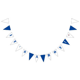 It's A Boy! Blue & White Bunting Flags