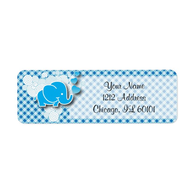 It's A Boy, Blue & White Plaid with Baby Elephant (Front)