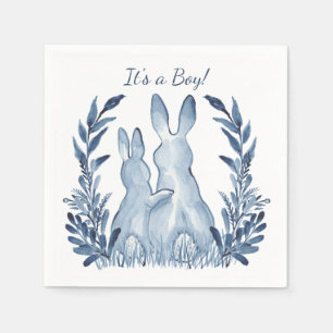 It's a Boy! Blue & White Rabbits Baby Shower Napkin