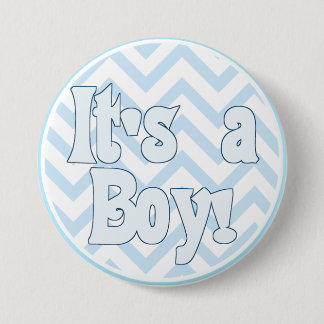 It's a Boy Blue Zigzag Announcement 7.5 Cm Round Badge