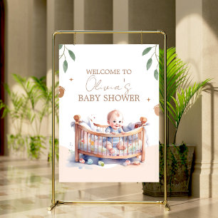It's a Boy Boho Bassinet Baby Shower Poster